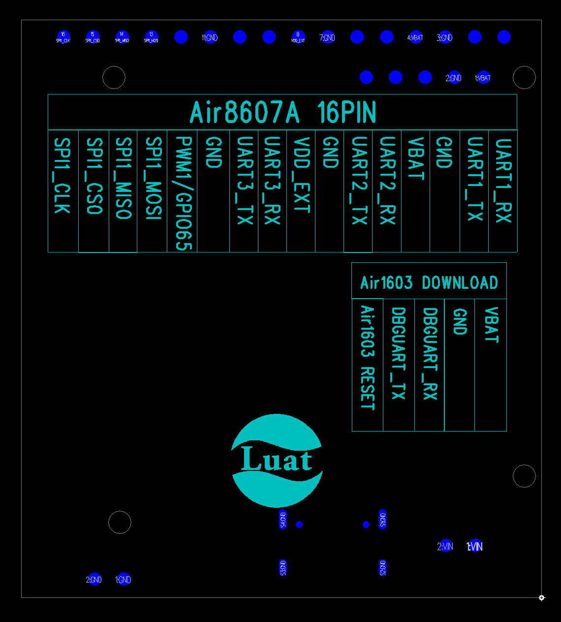 Air8607A PCB 背面接口丝印