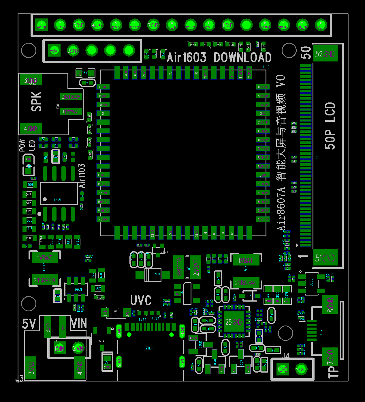 Air8607A PCB 正面与器件位置